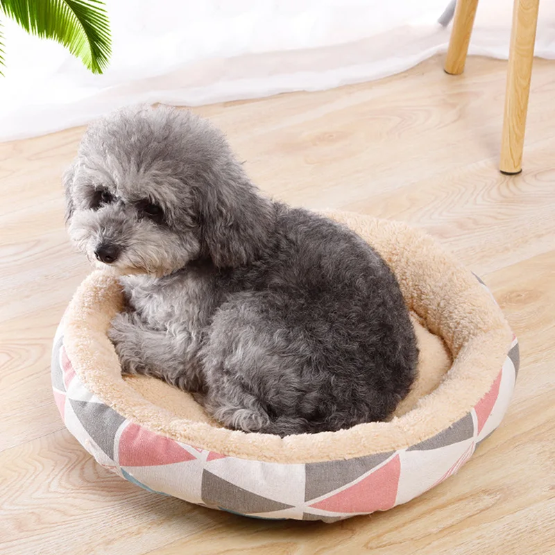 1pc Winter Warm Pet Dog Mats Beds S/L Size Berber Fleece Canvas Soft Comfortable Puppy Round Product | Дом и сад