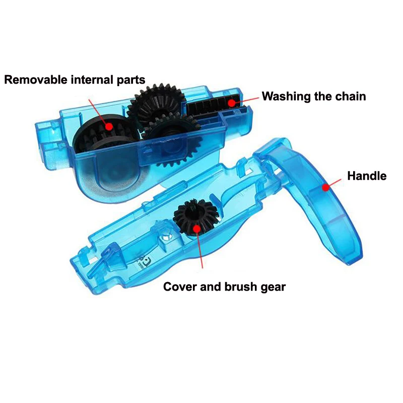 Cheap Blue Portable Bicycle Chain Cleaner,Bike Clean Machine Brushes Scrubber Wash Tool, Mountain Cycling Cleaning Kit Outdoor Sports 5