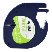 1 совместимый Dymo letratag 91200 черный на белом(12 мм x 4 м) бумажные этикетки ленты для LT-100H, LT-100T, LT-110T, QX 50, XR, XM