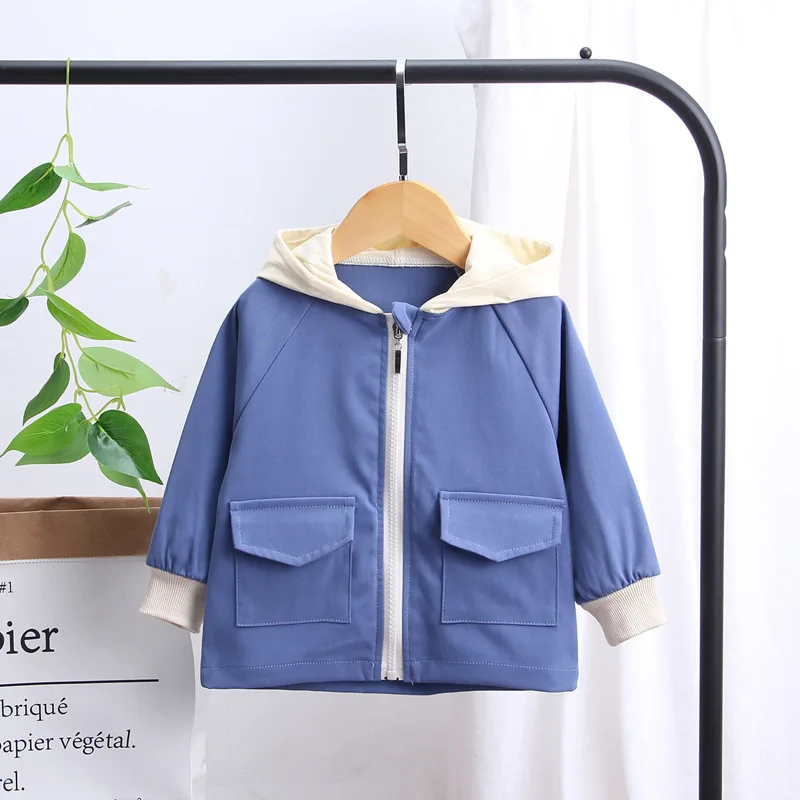 

Spring And Autumn New Style BOY'S Solid Color Short Zip-up Shirt Children Casual Mixed Colors Jacket Hooded Long Sleeve Jacket F