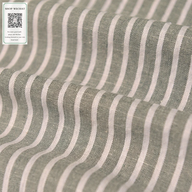 Dark Gray Stripes Cotton Linen Cloth Pastoral Style MORI Series Shirt Long Skirts Table Pillow Cover Handmade DIY