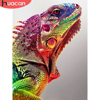

HUACAN 5D Diamond Embroidery Cross Stitch Chameleon Full Drill Painting Animal Mosaic Home Decor Diamond Art