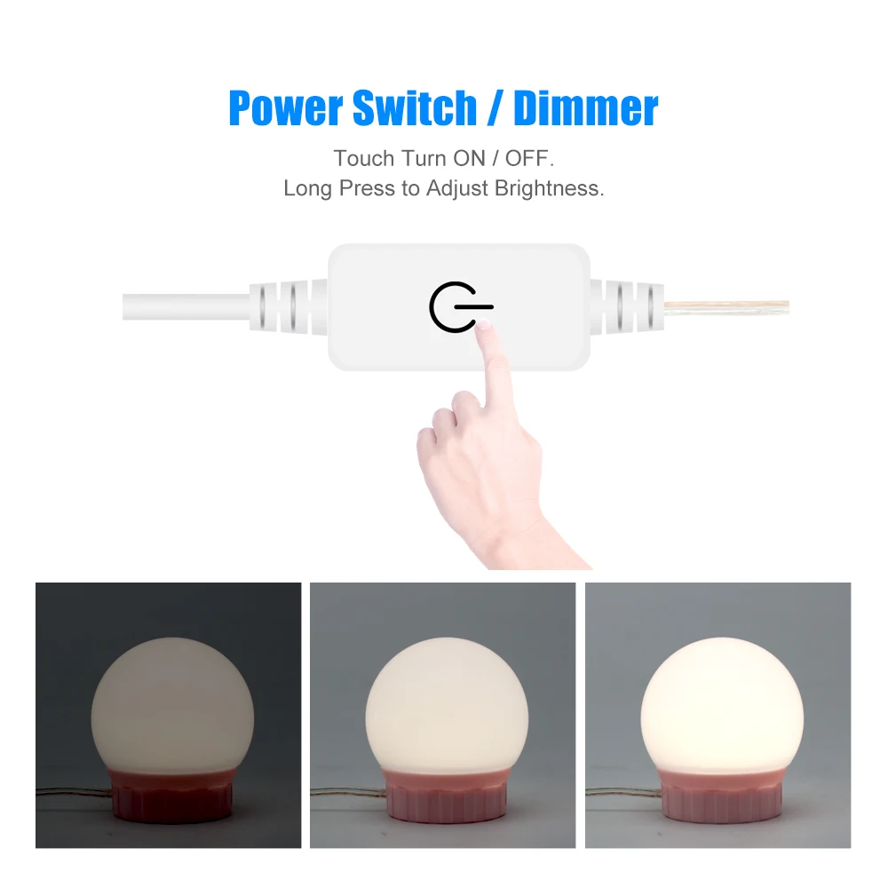 Description Picture 3 of itemIndoor LED Makeup Mirror Light Hollywood USB Vanity Wall Lamp Dimmable Nature White 6 10 14Bulbs for Dressing Table Decoration