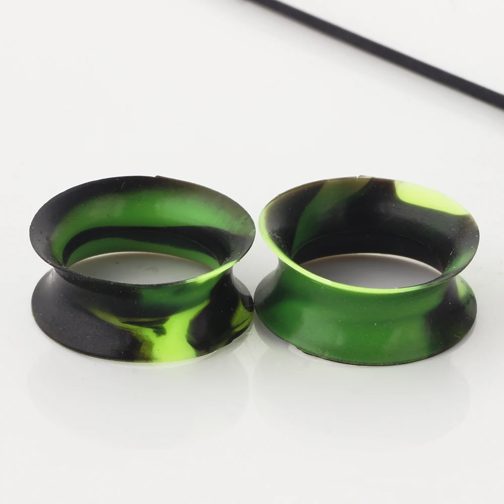 JUNLOWPY Silicone Ear Gauges Plugs Double Flared Hollow Earring Lobe Stretching Kit Flesh Tunnels Expanders 100/200pcs Piercing