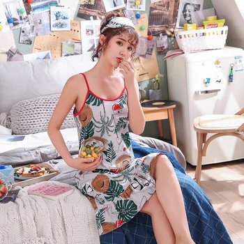 

Brand Summer New Cotton Nightgowns Sweet Girl Cute Nightdress Women's Sleepwear Lounge Dress Casual Nightwear Home Sleepshirts