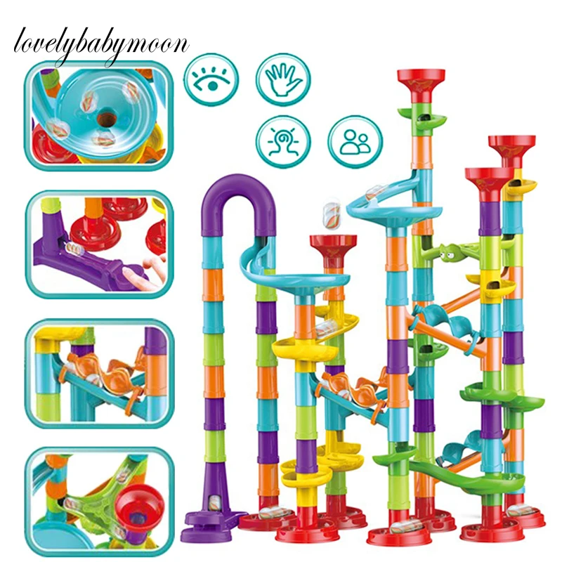 Pista de competición de construcción de mármol para niños, laberinto deslizante, juguete para regalo, bricolaje, 45/50/93/113 Uds.
