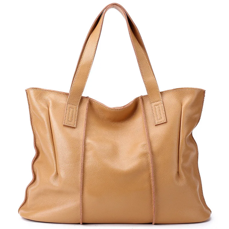 Apricot Bag Женская сумка-тоут из натуральной кожи в европейском и американском стиле, сумка-шоппер, модные сумки, женские роскошные сумки, новинка - Цвет: Apricot Bag