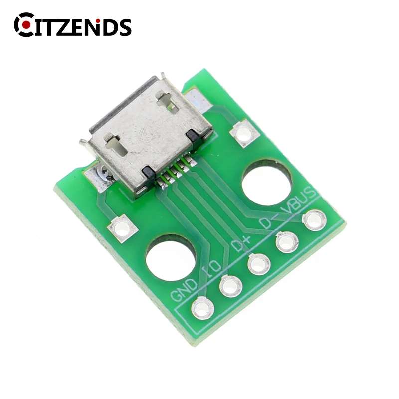 10 шт./лот микро USB адаптер DIP 5 контактный гнездовой разъем тип B конвертер PCB
