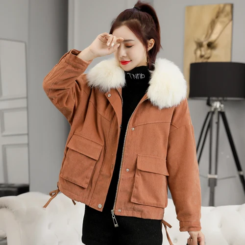 FMFSSOM осень зима большой синтетический меховой воротник с капюшоном карман