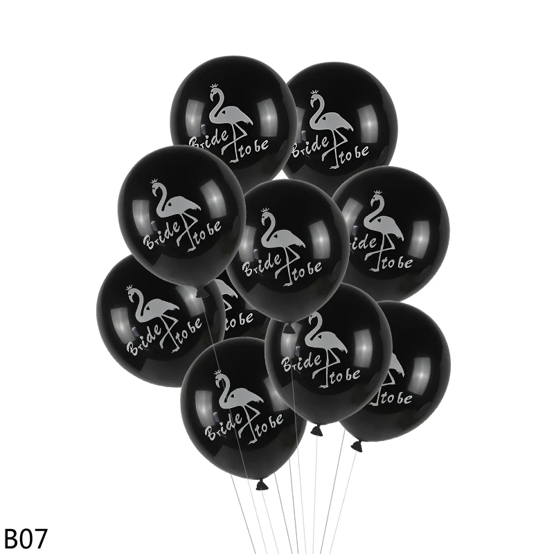 B07 black Розовый, золотой, белый, черный, для невесты, воздушный шар, розовый, для команды, для невесты, воздушный латексный шар для помолвки, свадебные, девичьи, холостяцкие, вечерние, украшения - Цвет: B07 black