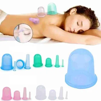 

4Pcs Moisture Absorber Anti Cellulite Vacuum Chinese Cupping Cup Silicone Family Body Eye Massage Therapy Cupping Cup Set