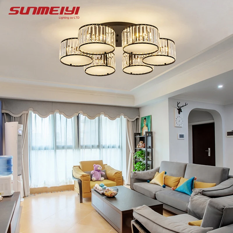 

Modern Black Ceiling Lights LED Crystals Lamp Fixtures For Study Kids Bedroom Kitchen Dining room Vintage Gold Living room Light