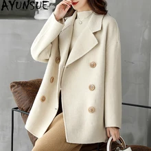 AYUNSUE двойной размер натуральная шерсть пальто женский корейский Блейзер женская одежда Осень Зима куртка женская Альпака шерстяные пальто MY3811