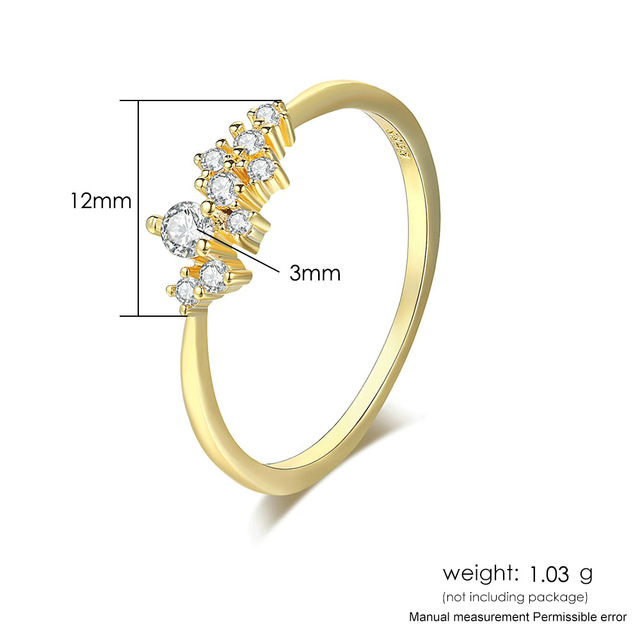 Ring For Women Simple Style Cubic Zirconia Wedding Ring Light Gold Color Fashion Jewelry KBR103