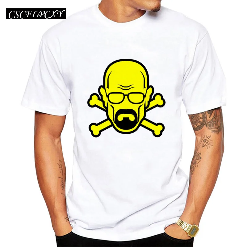 

2019 Men's Fashion Breaking Bad T Shirt Heisenberg Skull Printed shirt Walt White Short Sleeve Tee Hipster Warning Hot Sale Tops