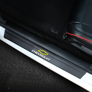 

4Pcs Car Door Sill Carbon Fibre Sticker For Chevrolet Lacetti Cruze Captiva Equinox Trax Impala Sonic Sail Aveo threshold Decal