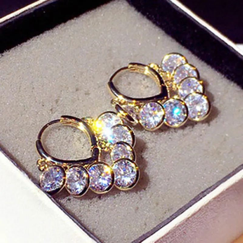 Stud Earrings Ear Accessories Zircon Earring Rhinestone Ear Stud For Lady Wedding Pendant Shine Tassels Super Charm Temperament Fashion Engagement Ear Stud