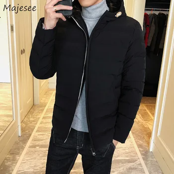 

Men Parka Plus Size Windproof Hooded Solid Simple All Match Stylish High Quality Mens Winter Parkas Ulzzang Large Outwear Warm
