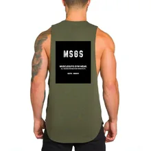 Мужской спортивный жилет в Корейском стиле, модный принт, чистый хлопок, Базовая рубашка для фитнеса, Спортивная мышца, здоровая красота, футболка без рукавов