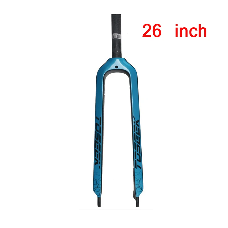 TOSEEK Углеродные вилки 26/27. 5/2" жесткая прямая MTB велосипедная 1-1/8" Вилка цветная горный велосипед тормозные вилки Superlight - Цвет: Blue-26er