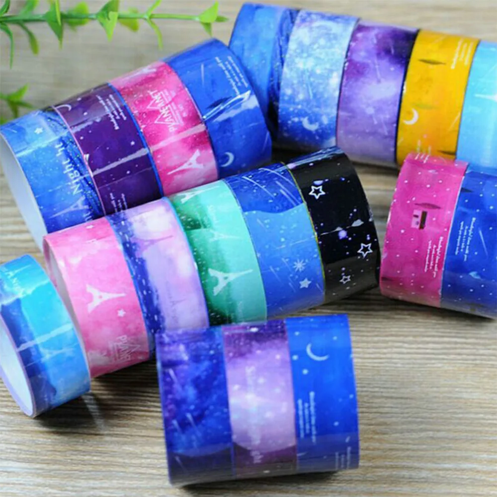 

10 pcs/lot Pvc Roll Adhesive Starry Sky Washi Scrapbooking Sticker Masking Tape Party Wedding Christmas Decoration