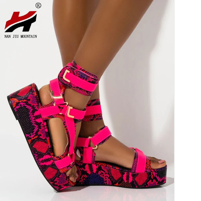 

NAN JIU MOUNTAIN 2020 Platform Sandals Women Summer High Quality Handmade Flat Sandals 7 Color Rome Casual Shoes Plus Size 34-44