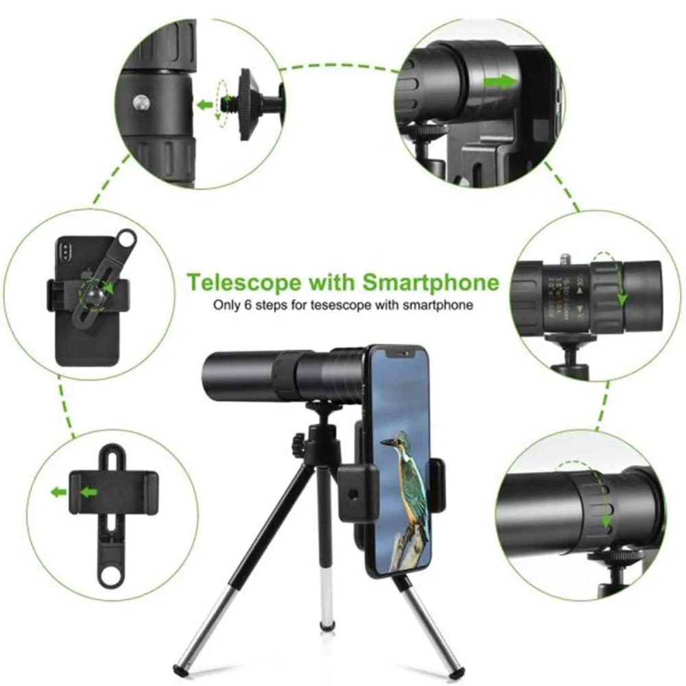 4k 10-300x40mm telescópio monocular super telefoto zoom