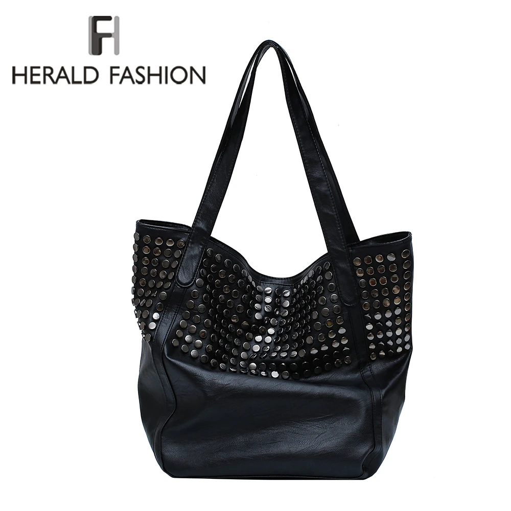 

Herald Fashion Pu Leather Bag Simple Handbags Famous Brands Women Shoulder Bag Casual Big Tote Vintage Ladies Crossbody Bags New