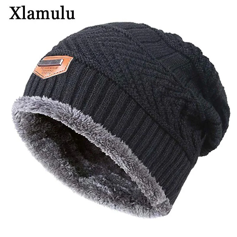 Xlamulu Men's Winter hat Skullies Beanies Women Knitted Hat Winter Hats For Men Warm Beanie Gorros Bonnet Caps Famale Winter Cap