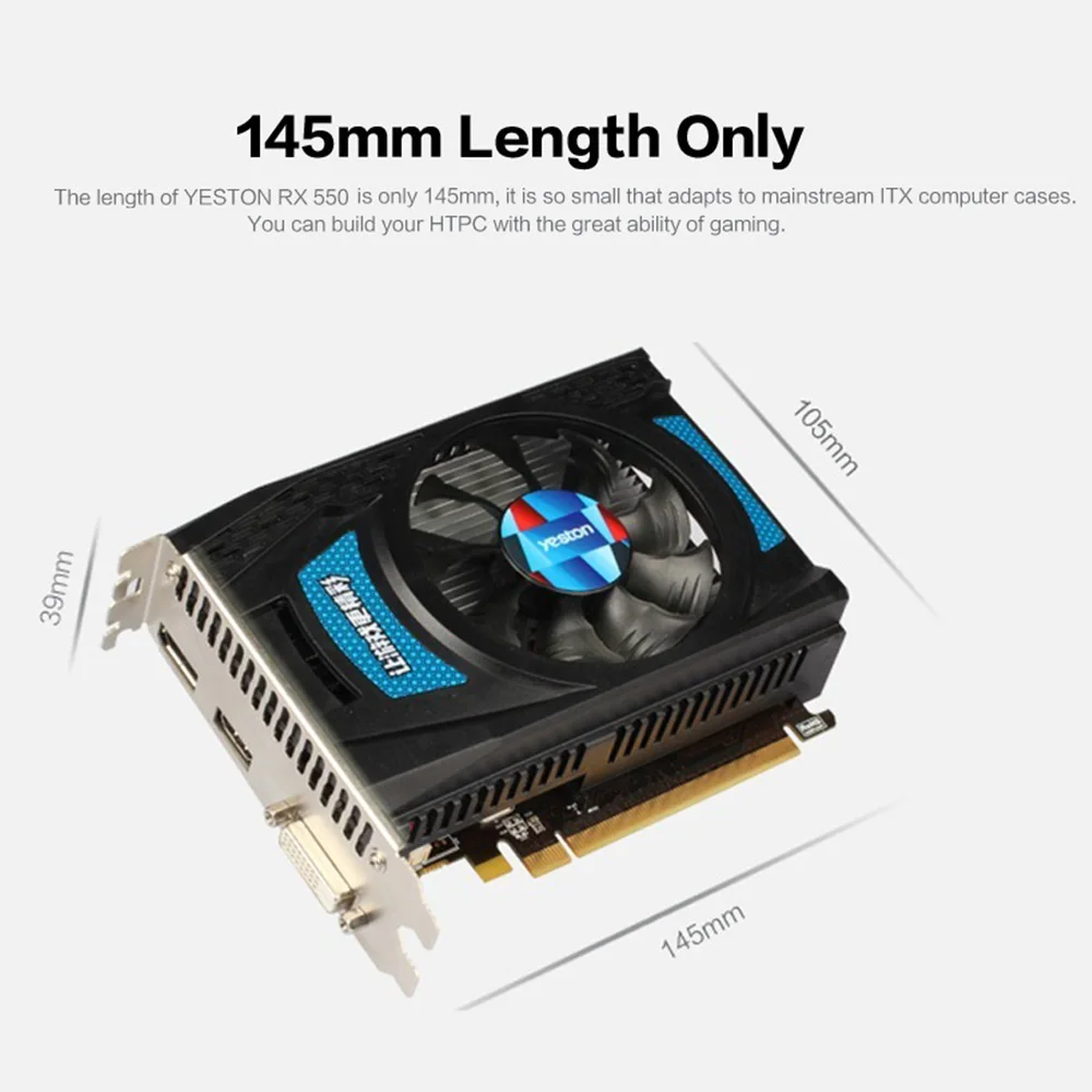 Yeston Radeon RX 550 GPU 2 ГБ GDDR5 128 бит игровой настольный компьютер ПК видеокарты Поддержка