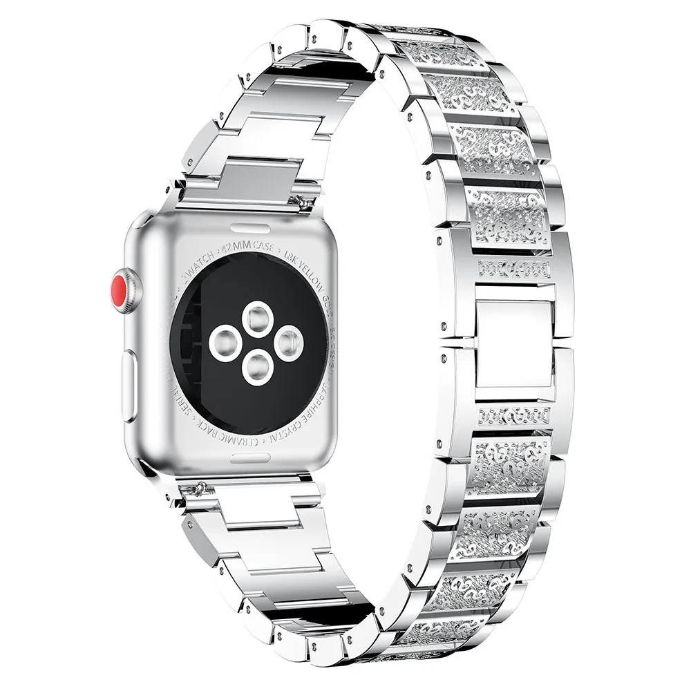 Алмазный ремешок из нержавеющей стали для Apple Watch Band 5 44 мм 40 мм 38 мм 42 мм модный металлический спортивный браслет для iWatch Series 5 4 3 2 1 ремешки