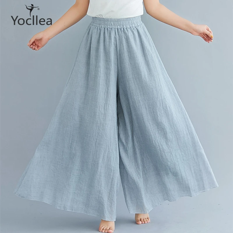 

2019 Summer skirt Pants Mori girl Retro plus size Cotton Linen Wide Leg Pants casual trouser Hig waist Bohemian Holiday Pants