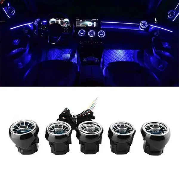 

5Pcs Air Vent Led Ambient Light Turbine Outlets Lamp 64 Color For Mercedes-Benz