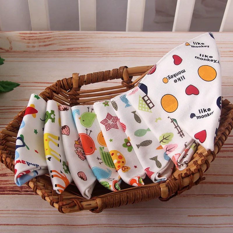 

2Pcs Baby bibs High quality triangle double layers cotton baberos Cartoon Character Animal Print baby bandana bibs dribble bibs