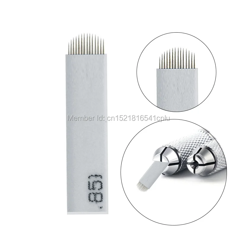 

200pcs Laminas Tebori 14U for Permanent Makeup Microblading Needles for Eyebrow Lip Stainless Steel Tattoo Blades for Manual Pen