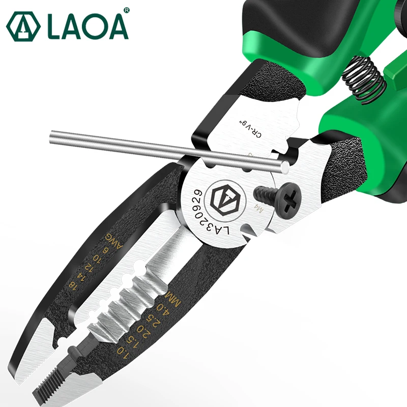 

LAOA 9inch Multifunctional Long Nose Pliers Electrician Wire stripping Pliers 6IN1 Decrustation Pliers
