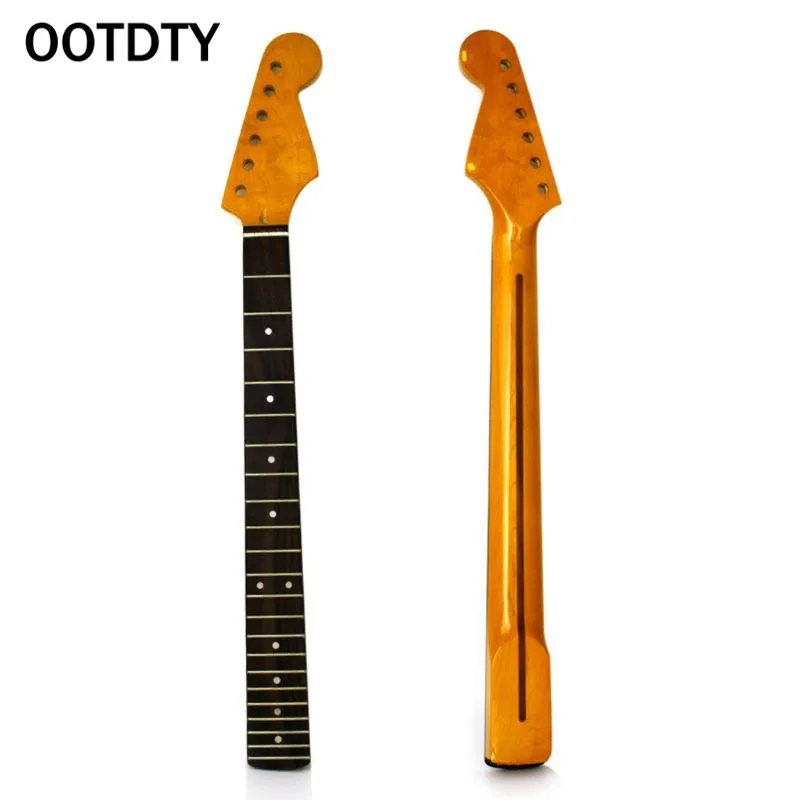 

OOTDTY 22Fret Tiger Flame Electric Guitar Neck For ST Part Smooth Maple Rosewood Finish
