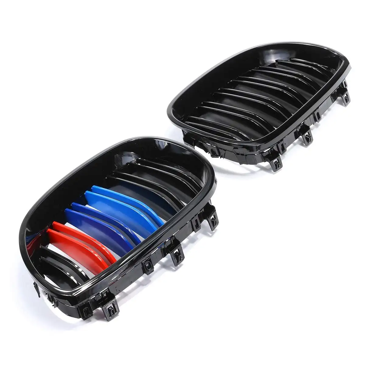 1 пара глянцевые черные m-цветные спортивные автомобильные Передние решетки бампера для BMW 5 серии E60 E61 2003 04 05 06 07 08 09 2010