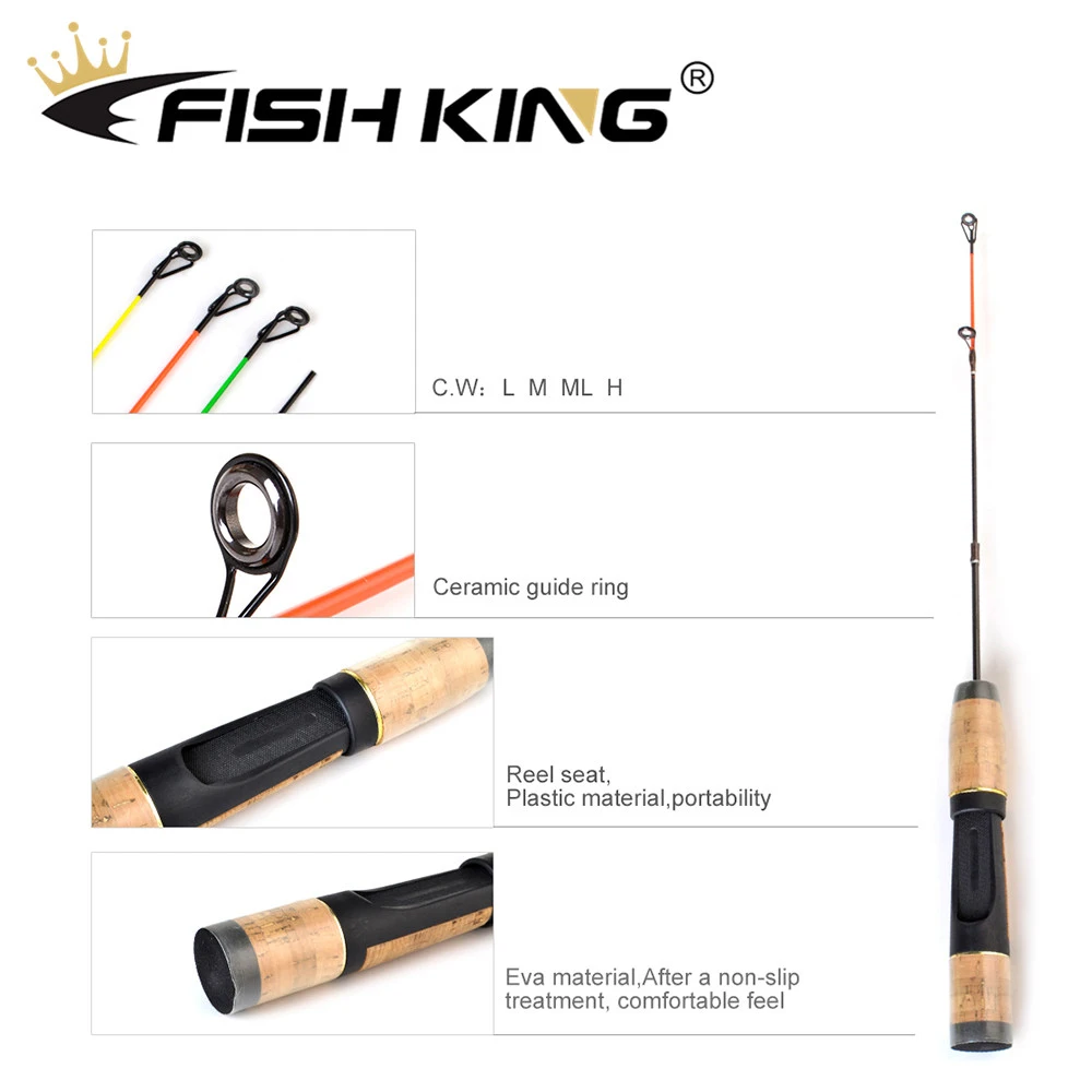 FISH KING 43 см зимняя ледяная Удочка с. W 2-30 г спиннинговое удилище с четырьмя кончики стержней EVA пробковая ручка для зимней подледной рыбалки