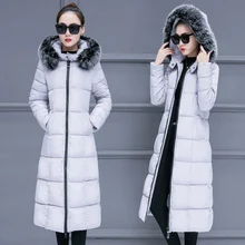 20 градусов зимние женские куртки X-long parkas пальто зима тонкий теплый большой меховой воротник куртка пальто повседневная женская