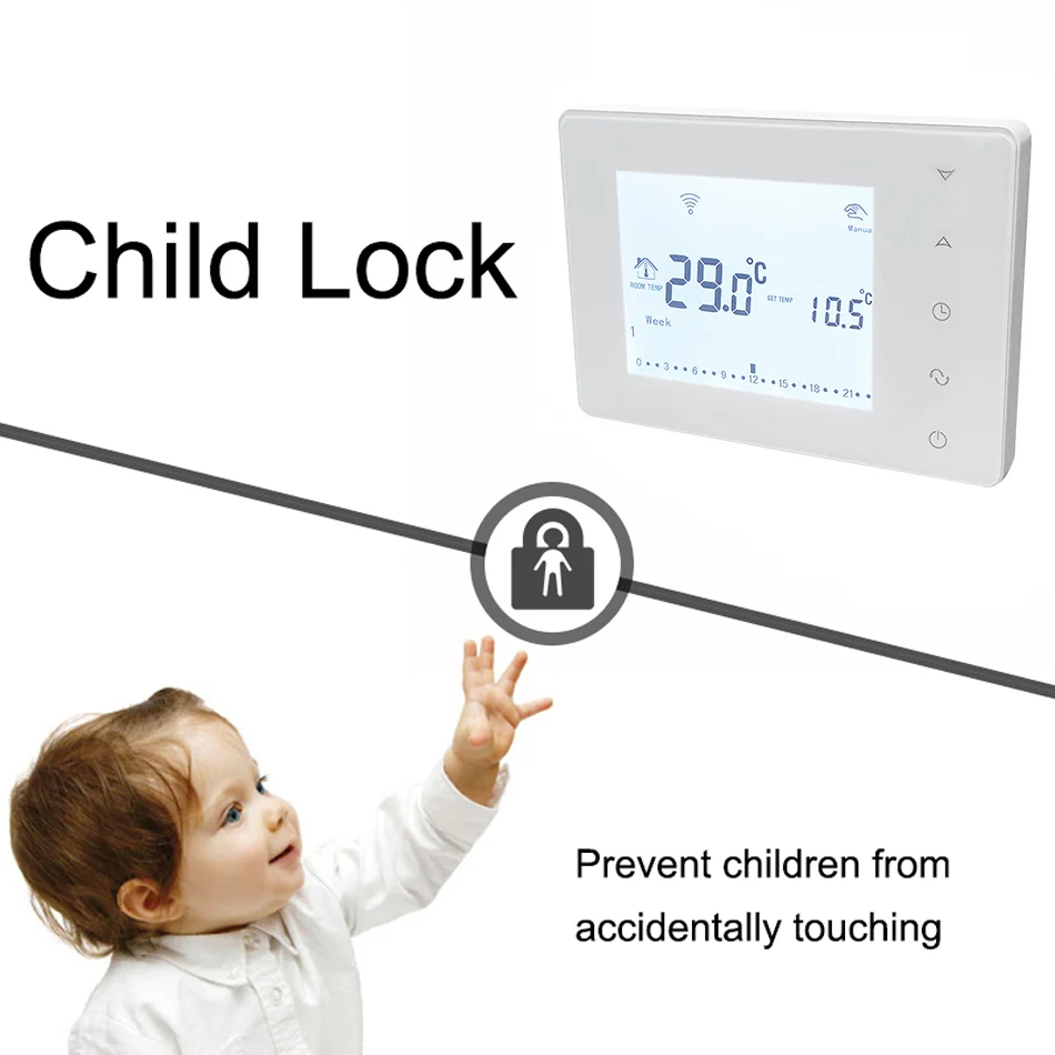 Temperature Controller Beok Wireless Thermostat Touch Screen Programmable Temperature Controller for Room Heating with Gas Boiler and Actuator