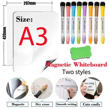 

Soft Magnet Whiteboard A3 Size 11.7"x16.5" School White Boards Message Board Small Whiteboard Magnetic Fridge Stickers Dry Erase