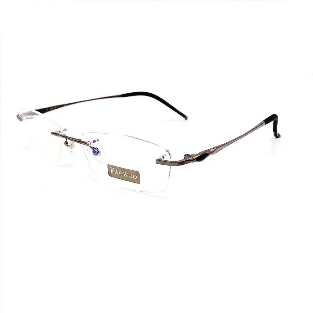 Eagwoo Pure Titanium Eyeglasses Rimless Optical Frame Prescription