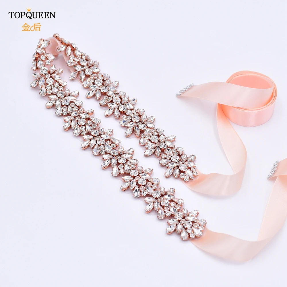 Wedding Sash Rose Gold Bridal Bridesmaid Dress Belt Rhinestone Diamonds Women's Party Gown Accessories bridal waistband,bridal dress decoration