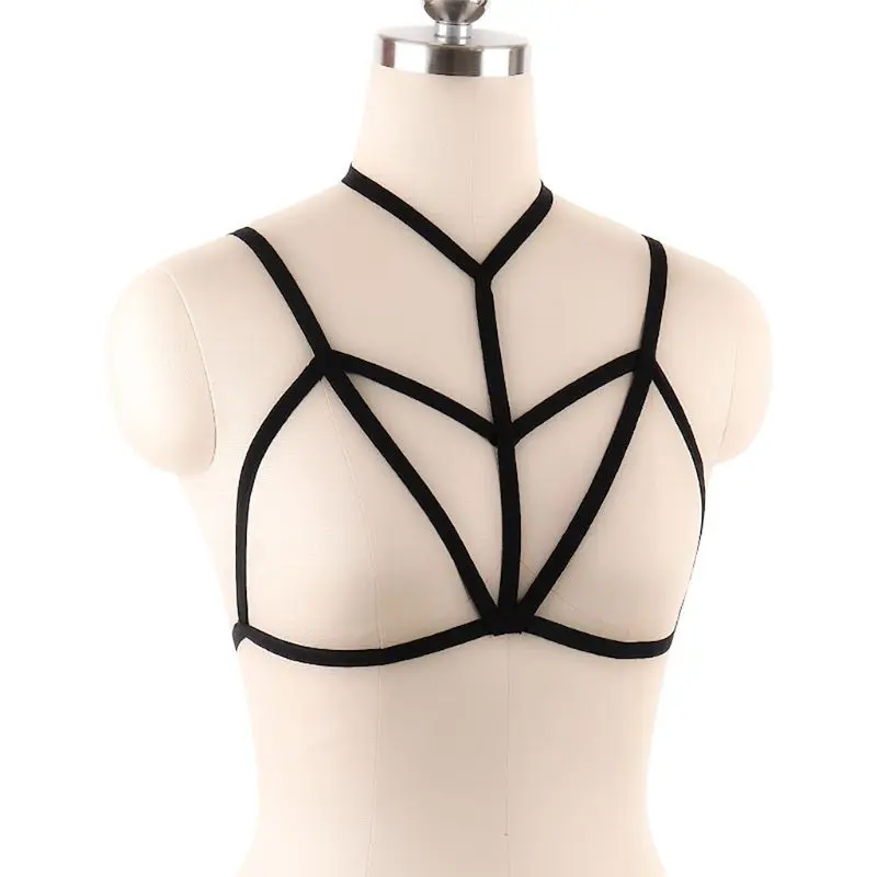 Fashion Women Hollow Sexy Bandage Bra Push Up Crop Top Cage Harness Belt Lingerie