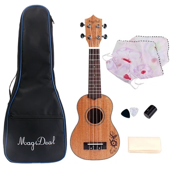 

21inch Ukulele Mahogany Ukelele 4-String with Pouch Pickups Player Playkit Hawaii Guitar Music Player Beginner Supplies