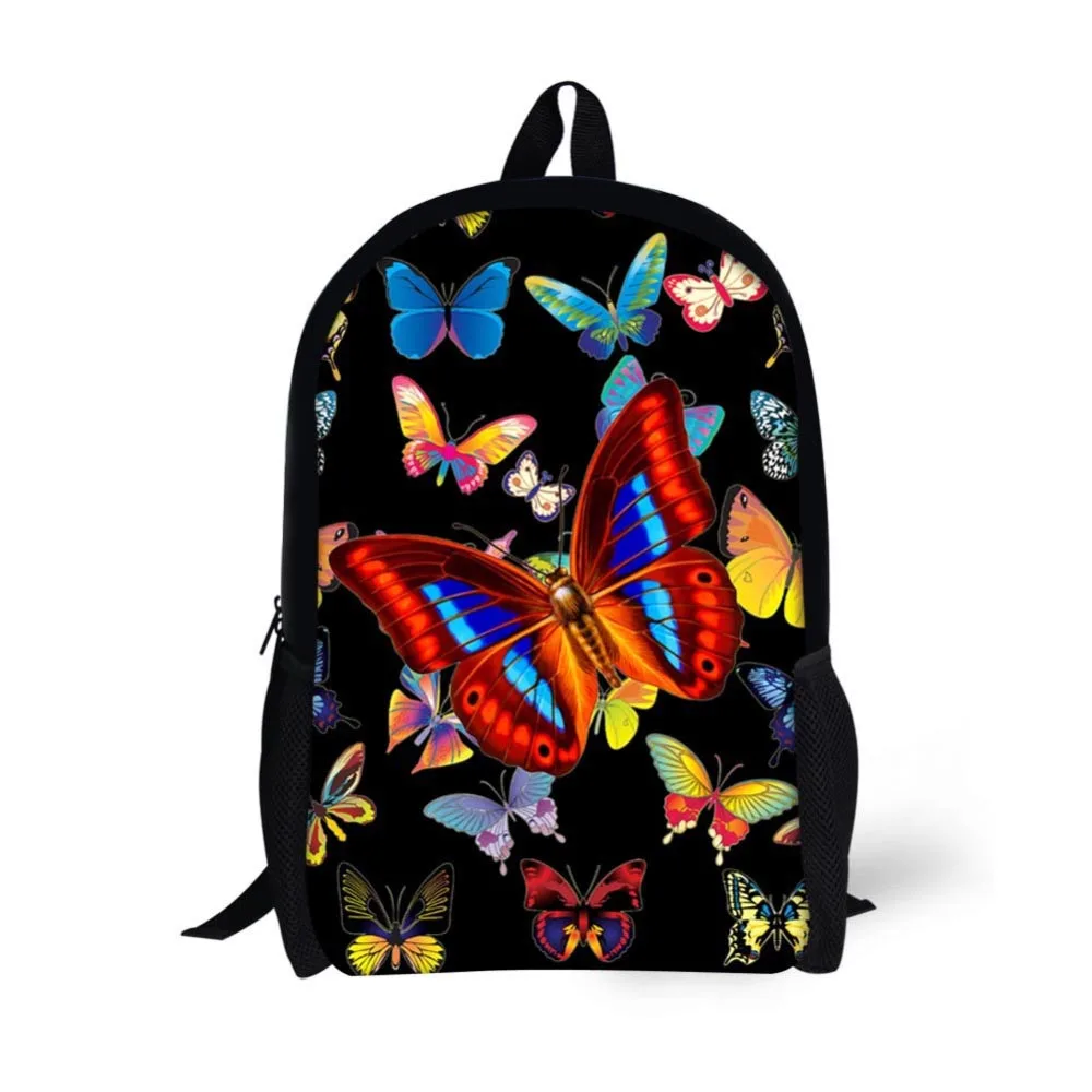 Pretty Butterfly Backpack for Teen Girls Highschool Elementary Student Children Bagpack Big Kids Rucksack Polyester