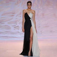 Черные Формальные платья знаменитостей трапециевидной формы с v-образным вырезом, сексуальные длинные вечерние платья знаменитые платья для красной дорожки