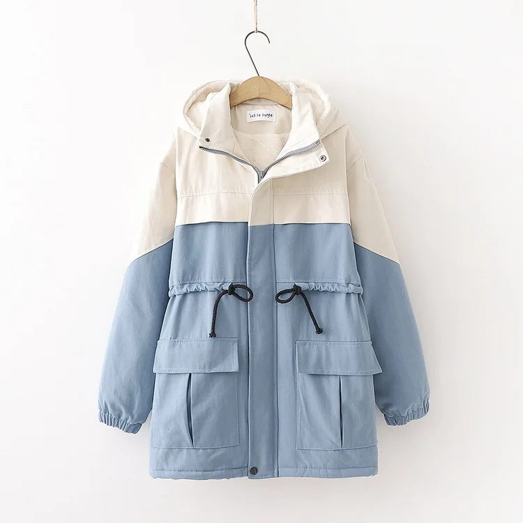 

Autumn And Winter New Style WOMEN'S Dress Waist Hugging Rabbit Fur Cotton-padded Clothes Fat Mm by Age Loose-Fit Versatile Mixed