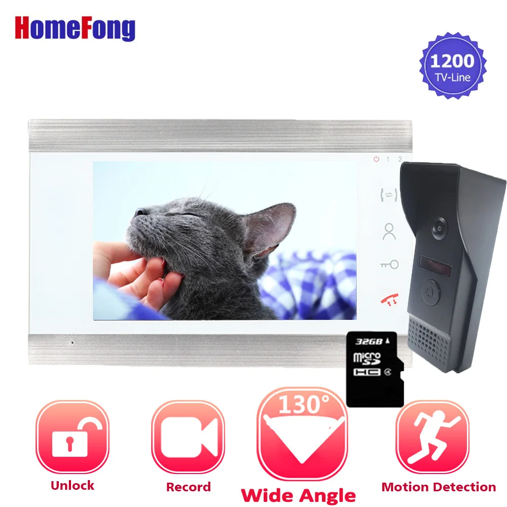 

Wide AngleHomefong 4 Wires Video Intercom Video Door Phone Doorbell Camera System Wired for Private Home 2.3mm Len Record